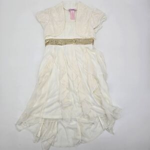 Candie's Ivory and Gold Girl Ruffle Dress Size 8